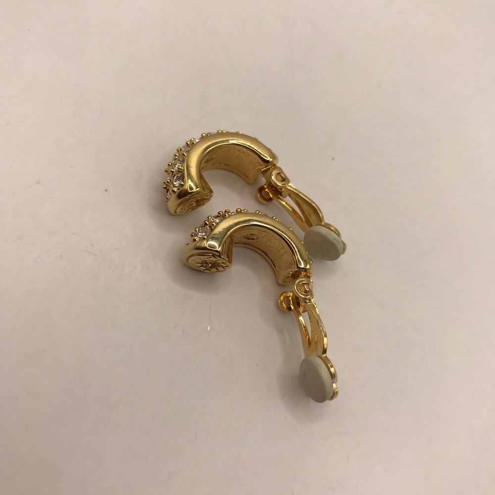 Swarovsky Gold-Tone & Crystal Half Hoop Earrings - Picture 8 of 9
